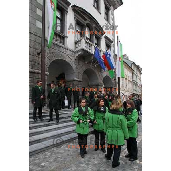 at reception for Slovenian Olympic team at Presernov trg 