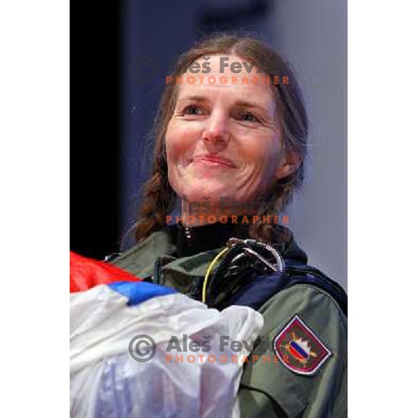 Irena Avbelj at reception for Slovenian Olympic team at Presernov trg 