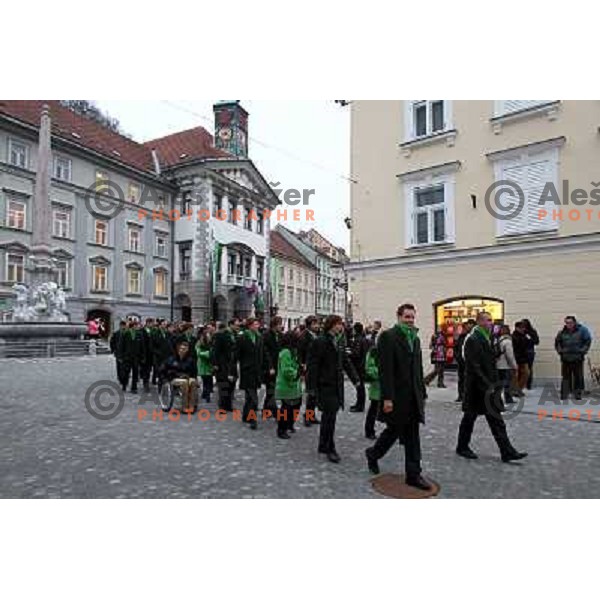 at reception for Slovenian Olympic team at Presernov trg 