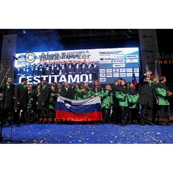 at reception for Slovenian Olympic team at Presernov trg 