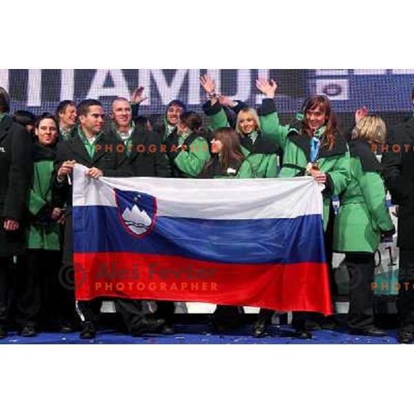 at reception for Slovenian Olympic team at Presernov trg 