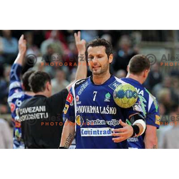 Renato Vugrinec in action during handaball match RK Cimos Koper- RK Celje Pivovarna Lasko in MIK 1.liga, played in Bonifika Hall, Koper, Slovenia 6.3.2010 