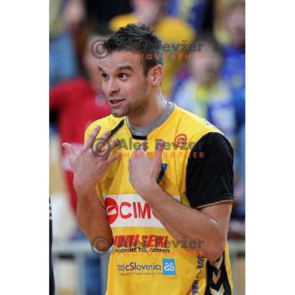 Matjaz Brumen in action during handaball match RK Cimos Koper- RK Celje Pivovarna Lasko in MIK 1.liga, played in Bonifika Hall, Koper, Slovenia 6.3.2010 