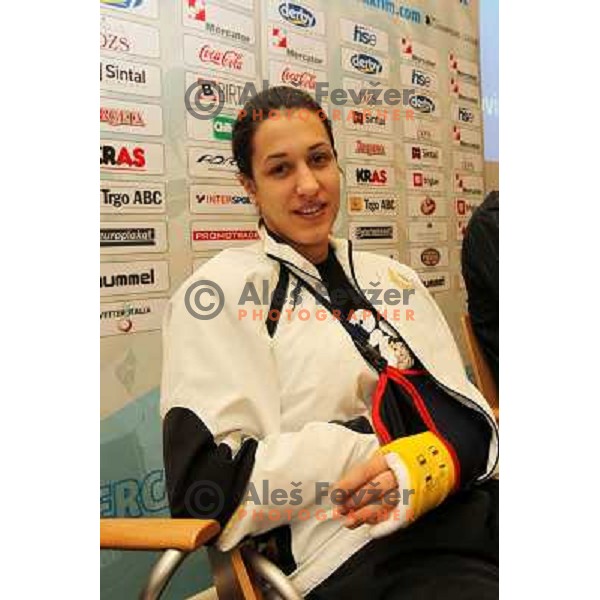  Injured Andrea Lekic at RK Krim Mercator press conference in M hotel, Ljubljana, Slovenia 10.3.2010 