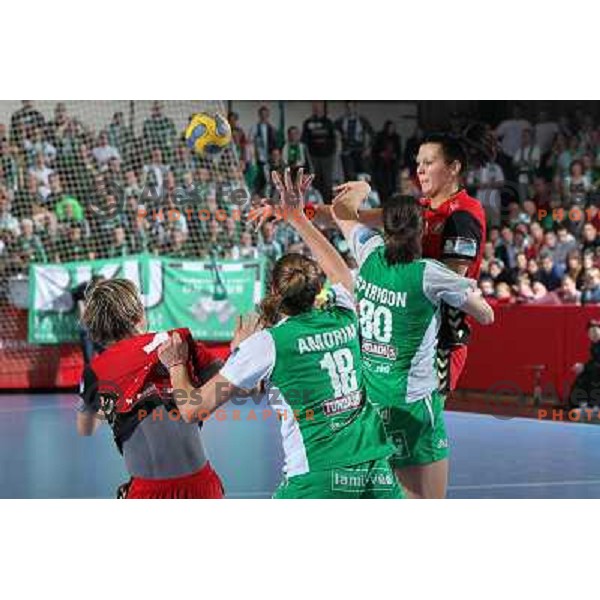 Szandra Zacsik in action during handball match Krim Mercator- Gyor Audi Eto KC in Women\'s Championsleague, played at Kodeljevo Hall, Ljubljana, Slovenia 13.3.2010 