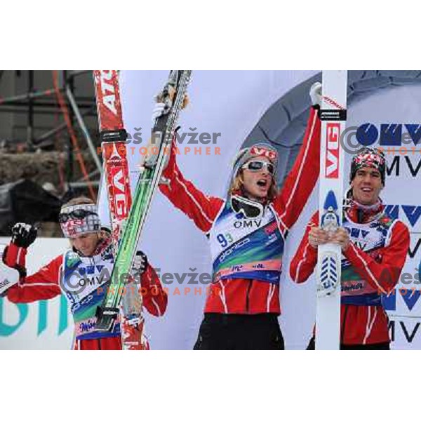 Norway team during medal ceremony of team world cup ski jumping, 21.3.2010, Planica 
