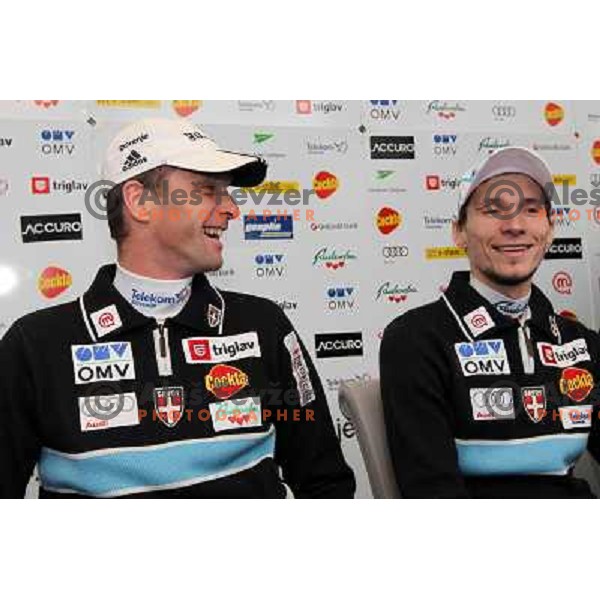 Matjaz Zupan, Robi Kranjec at press conference of Slovenia Nordic ski team at Zavarovalnica Triglav, Ljubljana, Slovenia 16.3.2010 