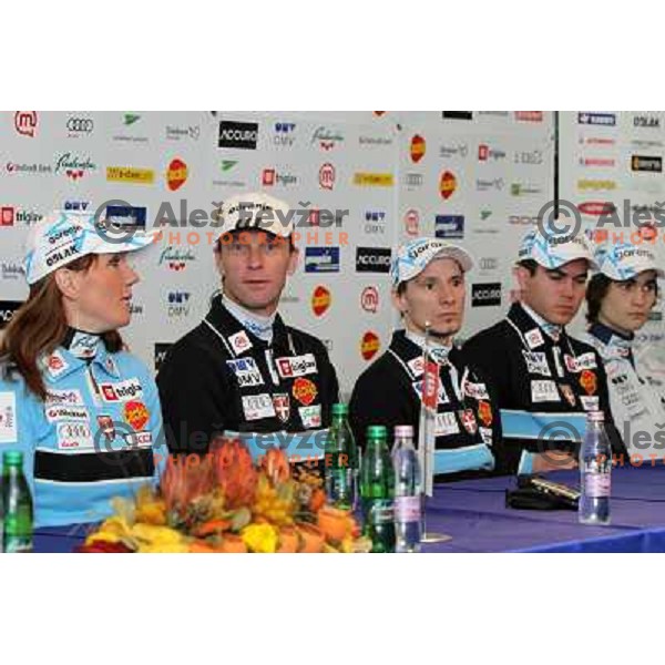 Petra Majdic, Matjaz Zupan, Robi Kranjec at press conference of Slovenia Nordic ski team at Zavarovalnica Triglav, Ljubljana, Slovenia 16.3.2010 