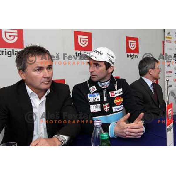 Primoz Ulaga and Franci Petek at press conference of Slovenia Nordic ski team at Zavarovalnica Triglav, Ljubljana, Slovenia 16.3.2010 
