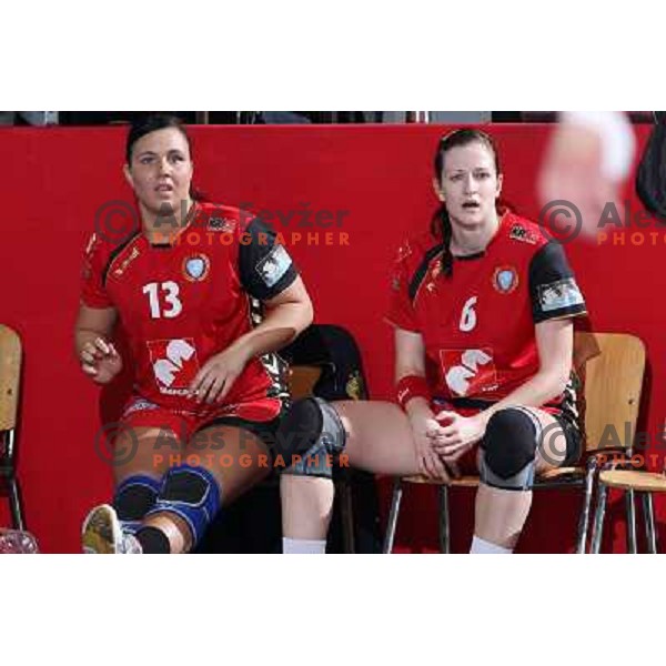 Urska Vidic, Ana Gros during handball match Krim Mercator- Gyor Audi Eto KC in women\'s Championsleague, played at Kodeljevo hall, Ljubljana, Slovenia 13.3.2010 