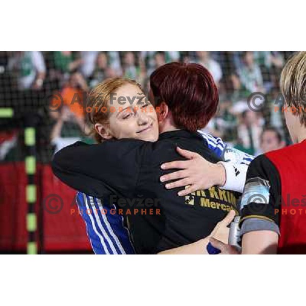 Katalin Palinger, Sergeja Stefanisin after handball match Krim Mercator- Gyor Audi Eto KC in women\'s Championsleague, played at Kodeljevo hall, Ljubljana, Slovenia 13.3.2010 