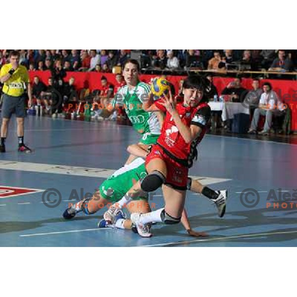 Liudmila Bodnieva in action during handball match Krim Mercator- Gyor Audi Eto KC in women\'s Championsleague, played at Kodeljevo hall, Ljubljana, Slovenia 13.3.2010 