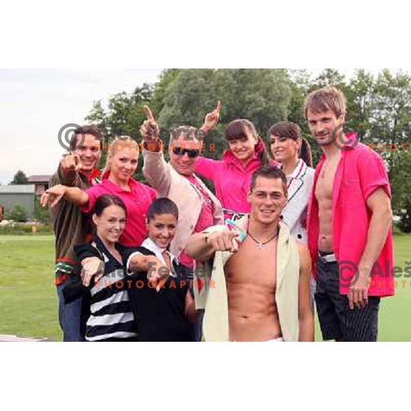 Choreographer Igor Jelen (third from left in top row) after fashion show during Dobro Jutro Zlatarna Celje invitational golf tournament at Golf Course Ptuj, Slovenia 1.6.2007 