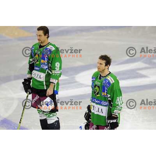 Burke Henry, Tommi Hannus at the Ice hockey game Tilia Olimpija - Acroni Jesenice 3rd game played in the final of the slovenian ice hockey league ,Ljubljana, 26.03.2010, 