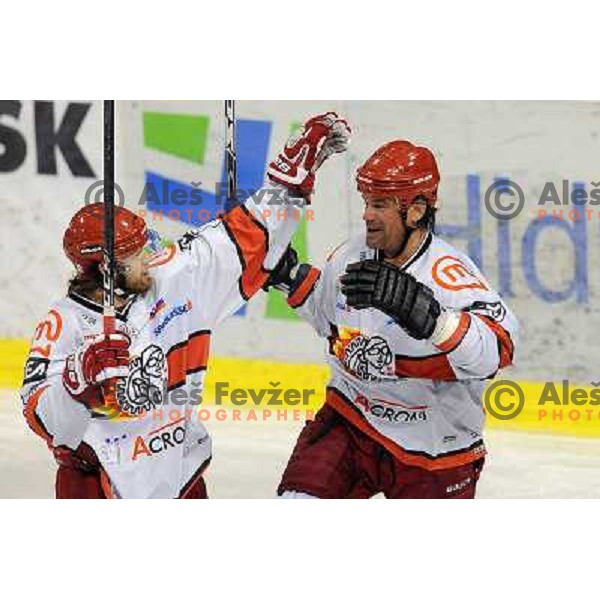 Andrej Hebar, Todd Elik at the Ice hockey game Tilia Olimpija - Acroni Jesenice 3rd game played in the final of the slovenian ice hockey league ,Ljubljana, 26.03.2010, 
