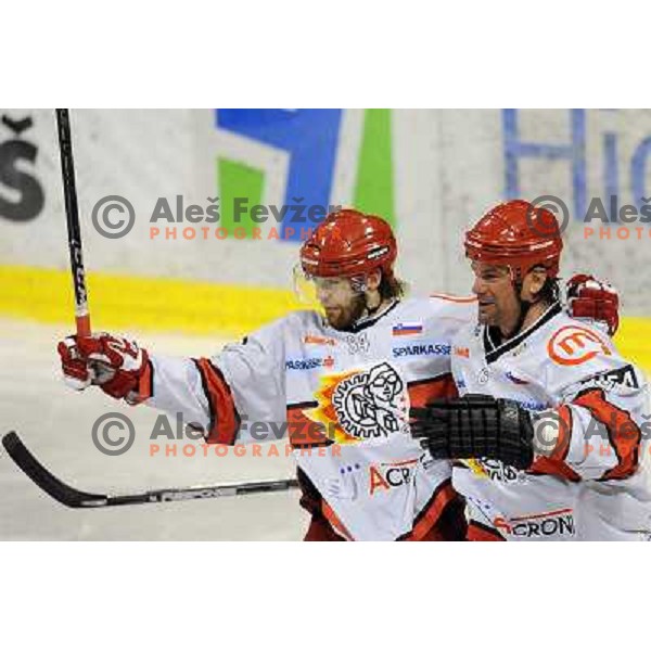Andrej Hebar, Todd Elik at the Ice hockey game Tilia Olimpija - Acroni Jesenice 3rd game played in the final of the slovenian ice hockey league ,Ljubljana, 26.03.2010, 