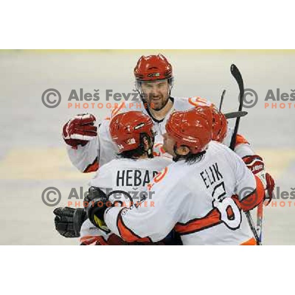 Jan Golubovski, Sabahudin Kovacevic, Todd Elik at the Ice hockey game Tilia Olimpija - Acroni Jesenice 3rd game played in the final of the slovenian ice hockey league ,Ljubljana, 26.03.2010, 