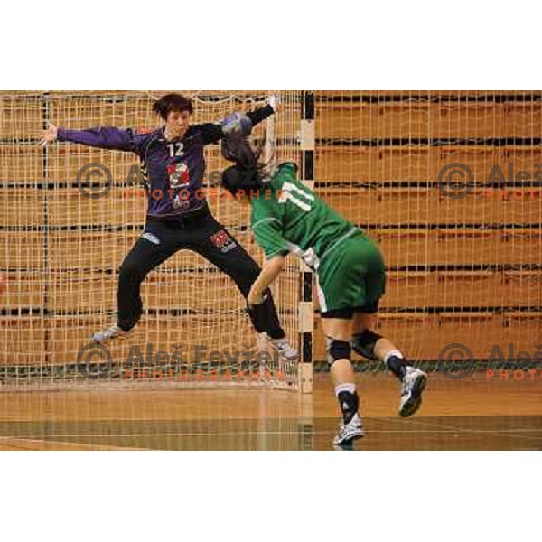 Sergeja Stefanisin, Maja Son at the handball game Krim - Olimpija played in the final of the slovenian womens handball cup ,Novo Mesto, 28.03.2010, 