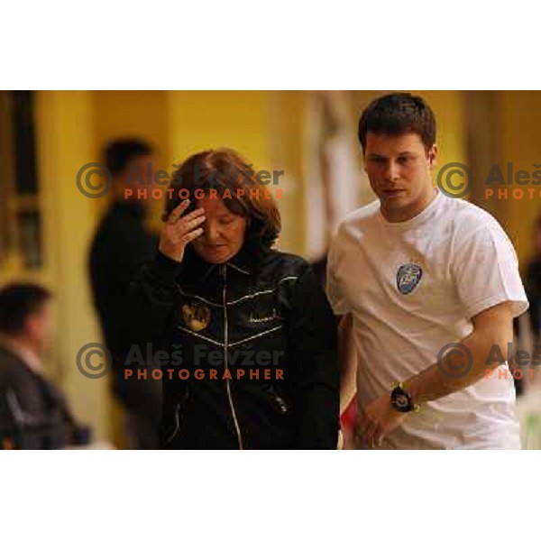 Marta Bon,Uros Bregar at the handball game Krim - Olimpija played in the final of the slovenian womens handball cup ,Novo Mesto, 28.03.2010, 