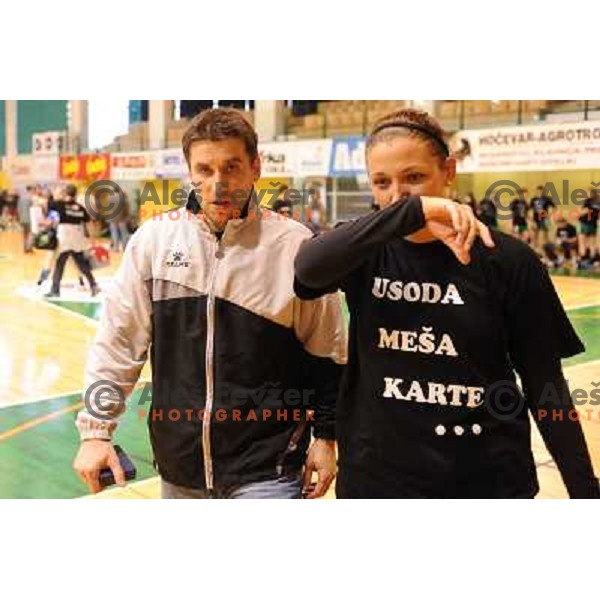 Robert Begus, Branka Zec at the handball game Krim - Olimpija played in the final of the slovenian womens handball cup ,Novo Mesto, 28.03.2010, 