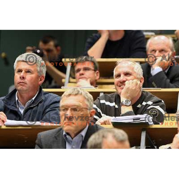 Grega Benedik, Srecko Medven during general assembly of Slovenian Ski Association in Ljubljana, Slovenia 31.3.2010 