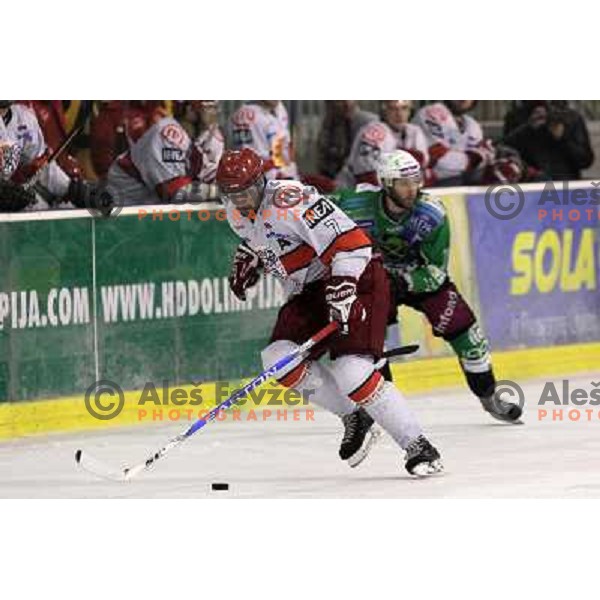 Golubovski in action during ice-hockey match Tilia Olimpija- Acroni Jesenice in sixth game of Final of Slovenian hockey league, played in Hala Tivoli, Ljubljana, Slovenia 2.4.2010 