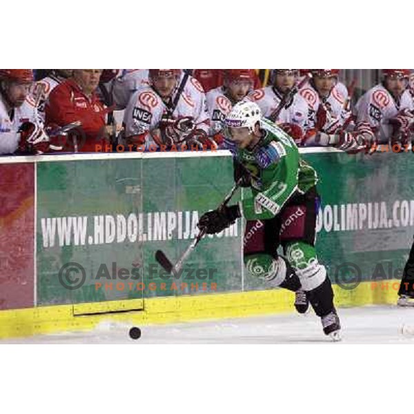 Jurij Golicic in action during ice-hockey match Tilia Olimpija- Acroni Jesenice in sixth game of Final of Slovenian hockey league, played in Hala Tivoli, Ljubljana, Slovenia 2.4.2010 