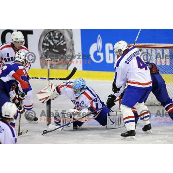 Jan Urbas, Vanja Belic at the ice hockey game Slovenia - Croatia, played in the IIHF World Championship,Divison 1, Group B, Ljubljana, 18.04.2010, Slovenia won 10:1 