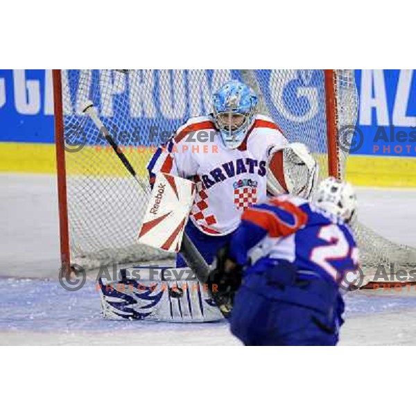 Marcel Rodman, Vanja Belic at the ice hockey game Slovenia - Croatia, played in the IIHF World Championship,Divison 1, Group B, Ljubljana, 18.04.2010, Slovenia won 10:1 