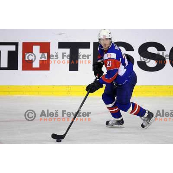 Andrej Hebar at the ice hockey game Slovenia - Croatia, played in the IIHF World Championship,Divison 1, Group B, Ljubljana, 18.04.2010, Slovenia won 10:1 