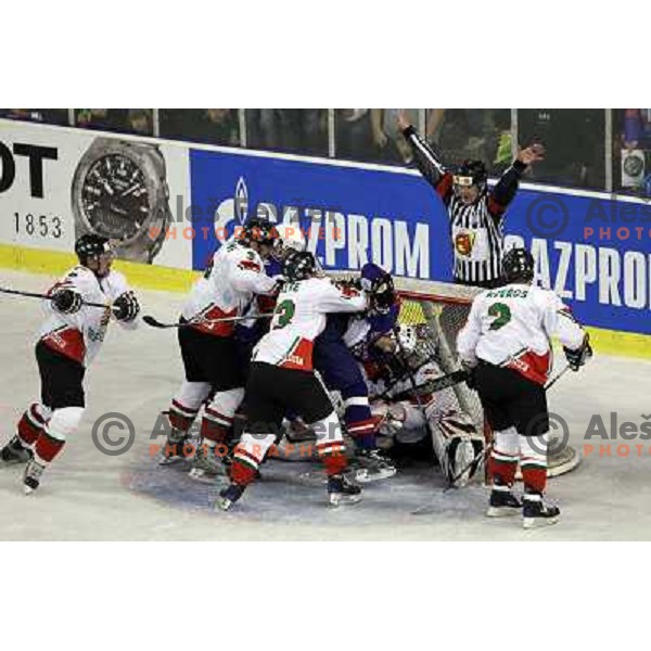 Marcel Rodman, David Rodman, Fekete in action during ice-hockey match Slovenia-Hungary at IIHF World Championship-Div 1, group B, played in Hala Tivoli, Ljubljana, Slovenia 23.4.2010 