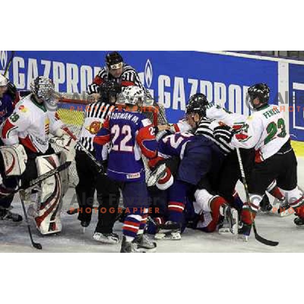 Marcel Rodman, David Rodman, Fekete in action during ice-hockey match Slovenia-Hungary at IIHF World Championship-Div 1, group B, played in Hala Tivoli, Ljubljana, Slovenia 23.4.2010 