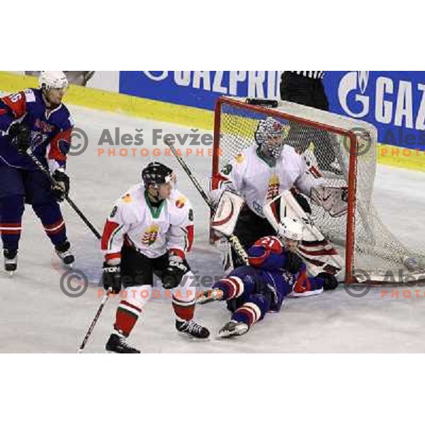 Andrej Hebar in action during ice-hockey match Slovenia-Hungary at IIHF World Championship-Div 1, group B, played in Hala Tivoli, Ljubljana, Slovenia 24.4.2010 