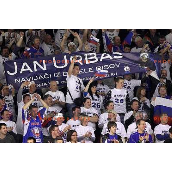 Fans of Jan Urbas in action during ice-hockey match Slovenia- Great Britain in IIHF World Championship Divison 1 group B, played in Hala Tivoli, Ljubljana, Slovenia 20.4.2010 
