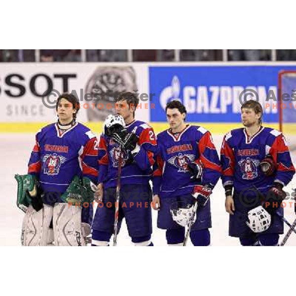 Ales Sila, Marcel Rodman,Ales Kranjc, Mitja Sivic in action during ice-hockey match Slovenia- Great Britain in IIHF World Championship Divison 1 group B, played in Hala Tivoli, Ljubljana, Slovenia 20.4.2010 