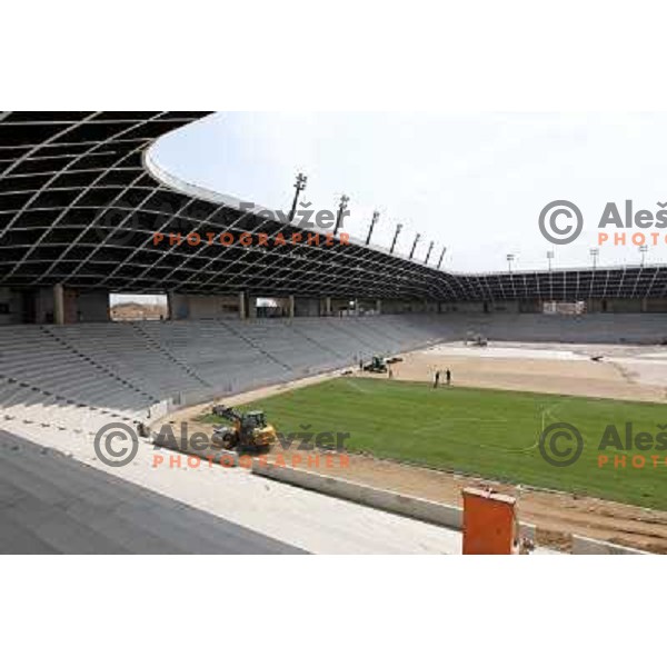 New turf on the pitch at Stozice football stadium in construction, Ljubljana, Slovenia 1.5.2010 