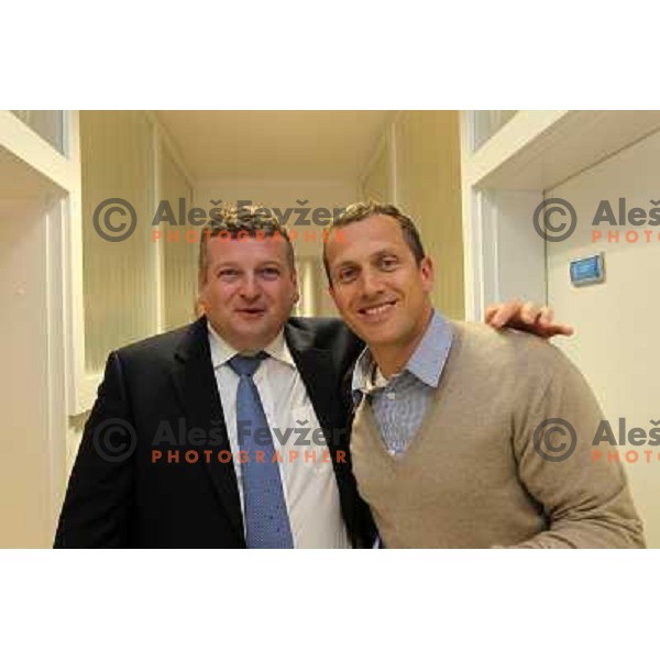 Tomaz Lovse, president of Slovenia Ski Association and Jure Kosir at press conference in Ljubljana 3rd of May 2010 