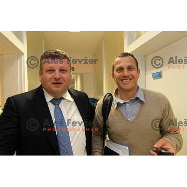 Tomaz Lovse, president of Slovenia Ski Association and Jure Kosir at press conference in Ljubljana 3rd of May 2010 