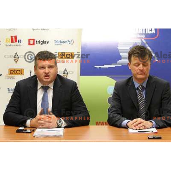 Tomaz Lovse, president of Slovenia Ski Association and Matija Vojsk new general manager at press conference in Ljubljana 3rd of May 2010 