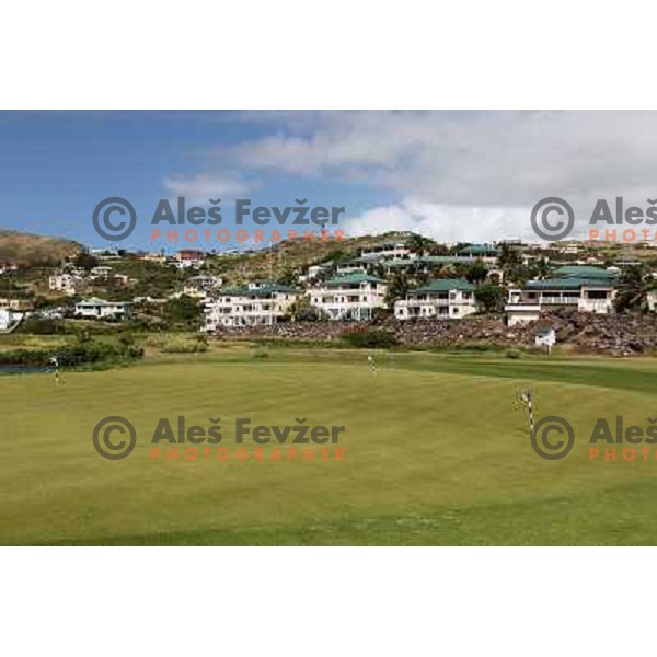 Putting green at Royal St. Kitts golf course 6859 yards, par 71, Basseterre, St. Kitts and Nevis, West Indies 
