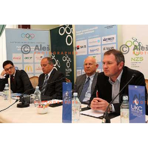 Janez Kocijancic and Matjaz Kek at press conference in hotel Union, Ljubljana, Slovenia 4.5.2010 