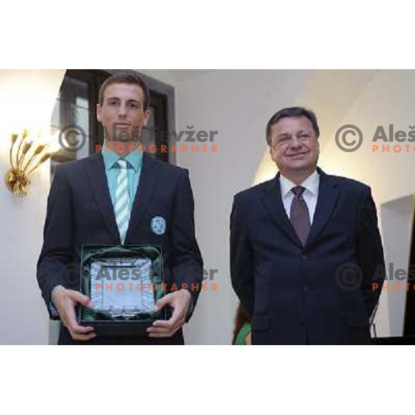 Jan Oblak, Zoran Jankovic at the presentations of the awards of the Academic sports society Olimpija, City hall Ljubljana, 10.05.2010 