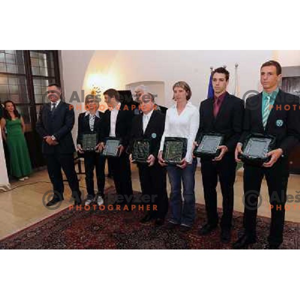 Andrej Kocic, Saso Jereb, Peter Sefman, Izet Rastoder, Vesna Pus, Ziga Pance, Jan Oblak at the presentations of the awards of the Academic sports society Olimpija, City hall Ljubljana, 10.05.2010 
