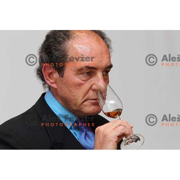  Georg J. Riedel, owner of Riedel Glass Works presenting his fine glasses at degustation in hotel Slon, Ljubljana, Slovenia 12th of May 2010 