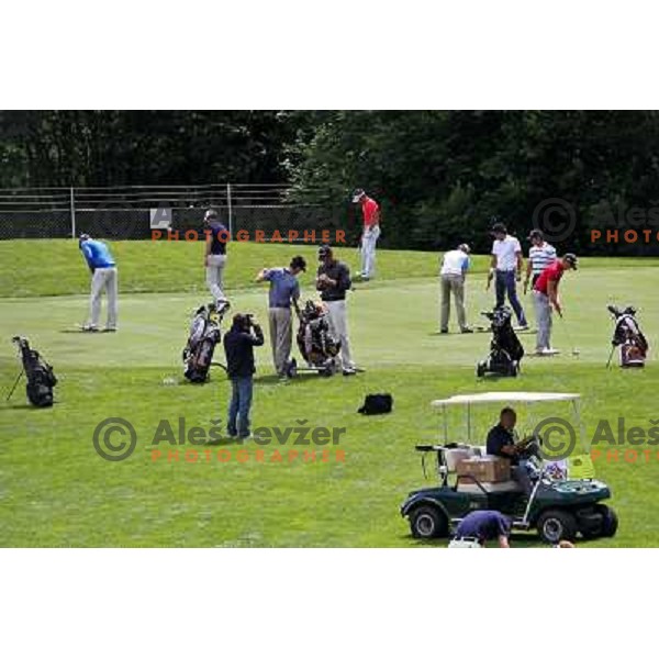 Professional golfers warming-up before action during Slovenian golf Open on Alps Tour at Ptuj Golf course, Slovenia 14.5.2010 