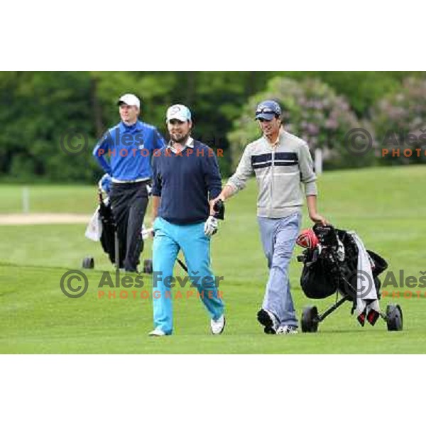 Rok Pisek with his caddie in action during Slovenian golf Open on Alps Tour at Ptuj Golf course, Slovenia 14.5.2010 
