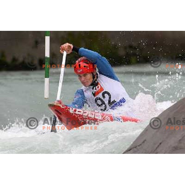 Jure Lenarcic in action during ICF kayak&canoe slalom race Tacen 2010 in Ljubljana, Slovenia 15.5.2010 
