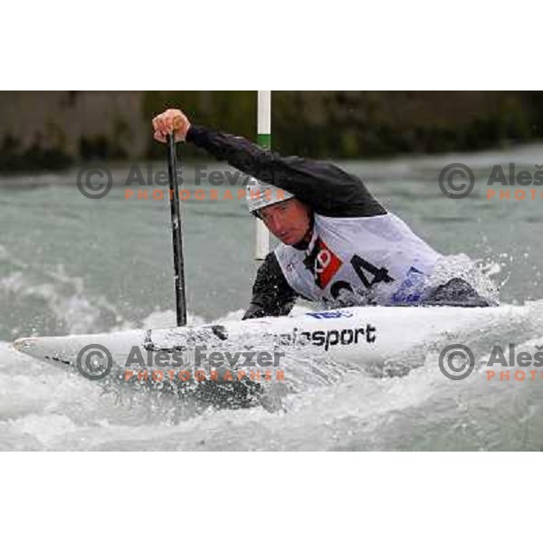 Simon Hocevar (SLO) in action during ICF kayak&canoe slalom race Tacen 2010 in Ljubljana, Slovenia 15.5.2010 