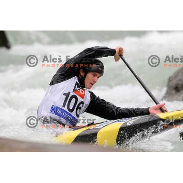 Anze Bercic (SLO) in action during ICF kayak&canoe slalom race Tacen 2010 in Ljubljana, Slovenia 15.5.2010 