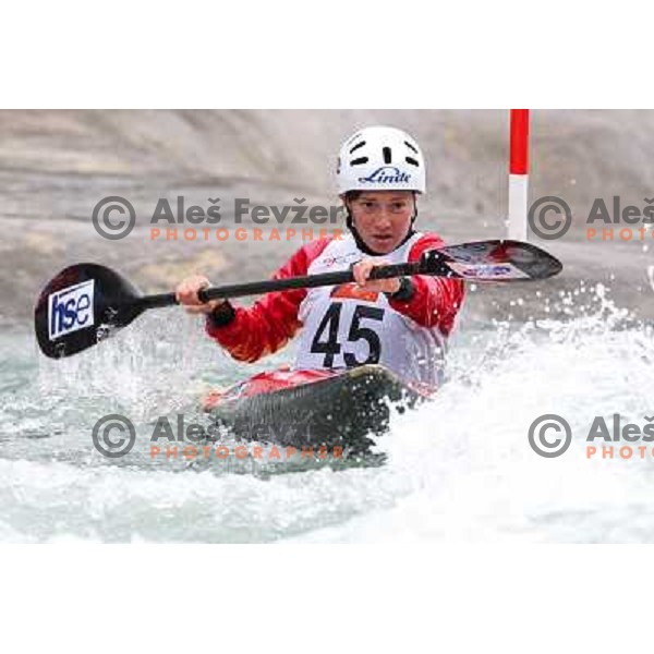 Ursa Kragelj (SLO) in action during ICF kayak&canoe slalom race Tacen 2010 in Ljubljana, Slovenia 15.5.2010 